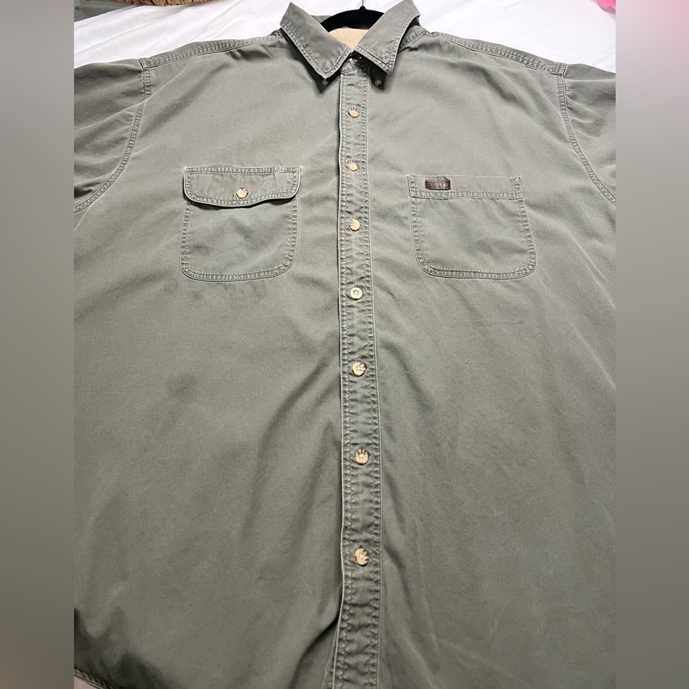 Carhartt Shirt Men's 2XL 100% Cotton Button Down Shirt Sleeve Flawed